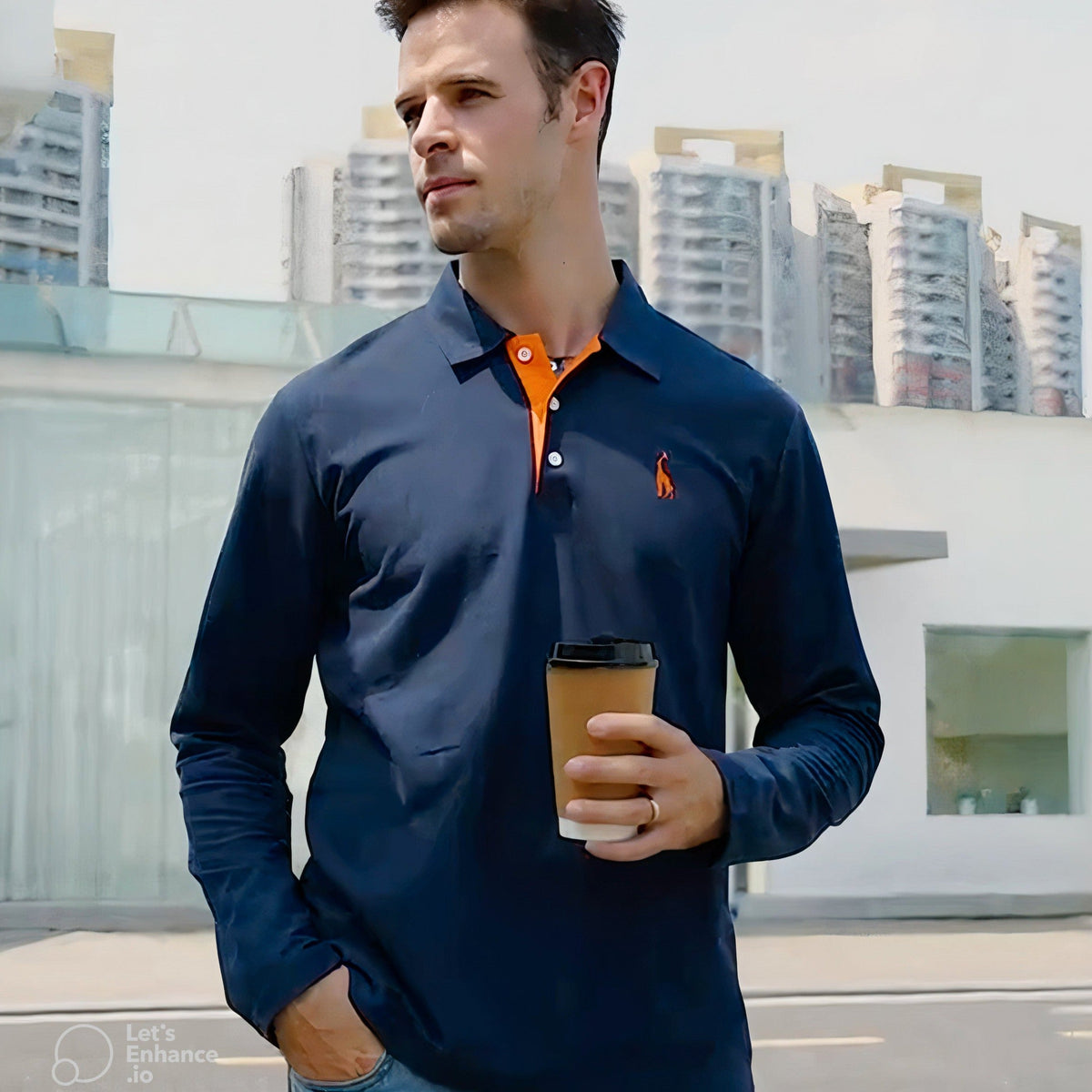Herren-Poloshirt Langarm
