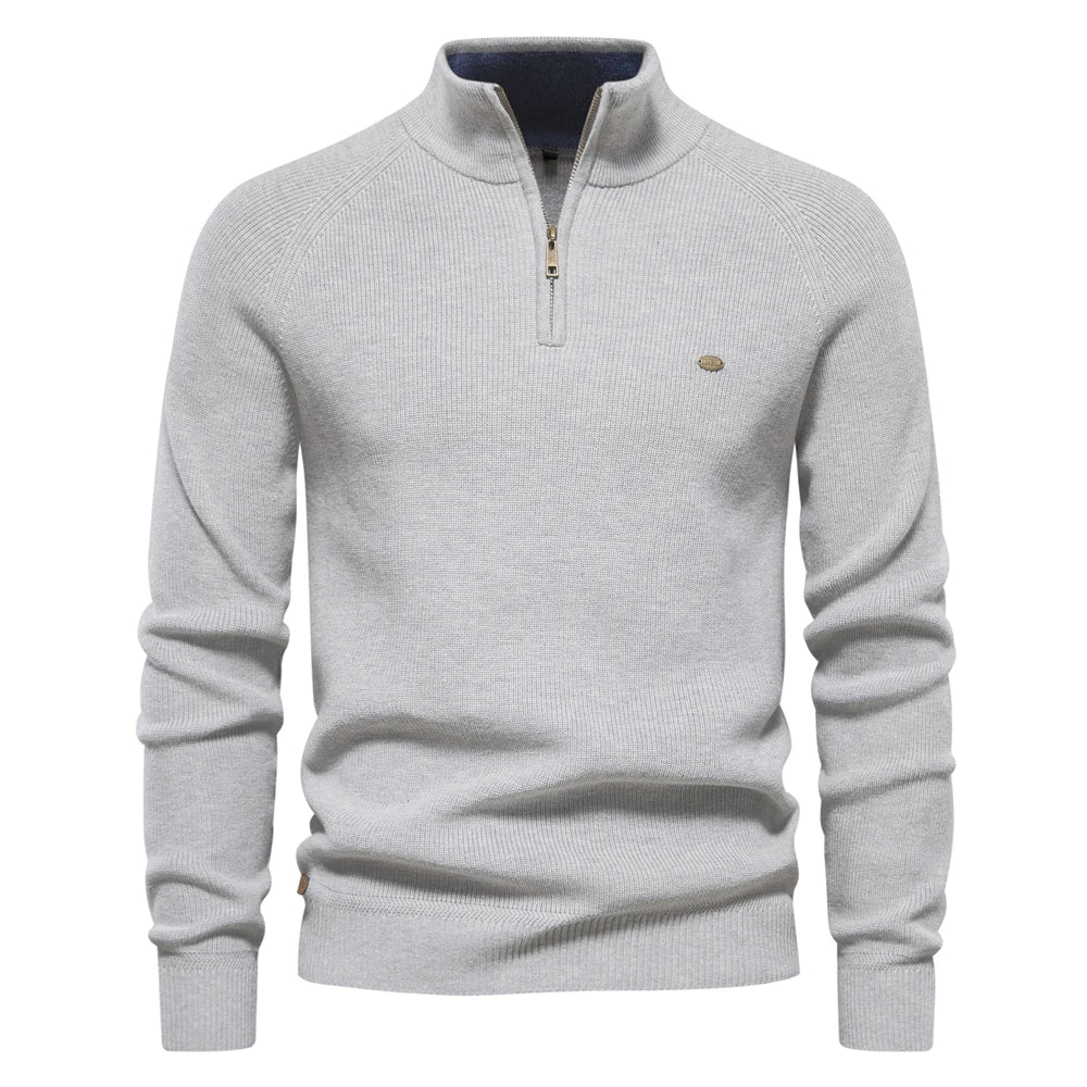 Herrenpullover mit Reißverschluss Baumwolle