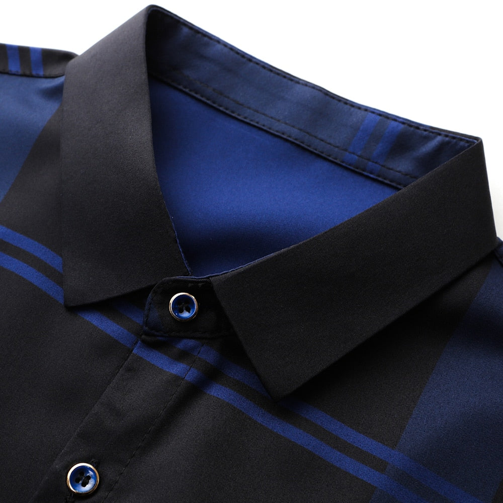 Herren-Seidenhemd Casual Karomuster