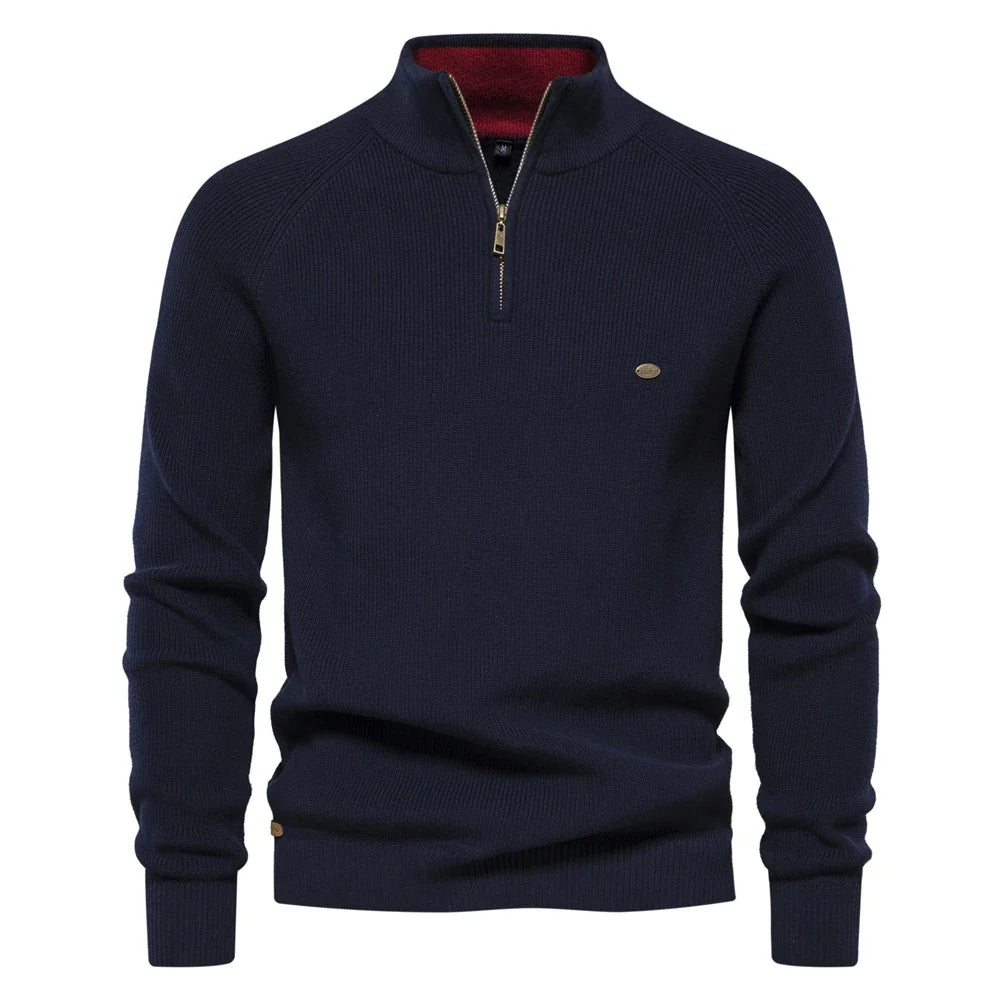 Herrenpullover mit Reißverschluss Baumwolle