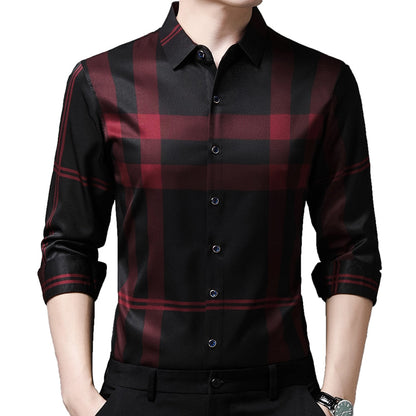 Herren-Seidenhemd Casual Karomuster