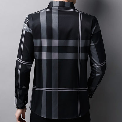 Herren-Seidenhemd Casual Karomuster
