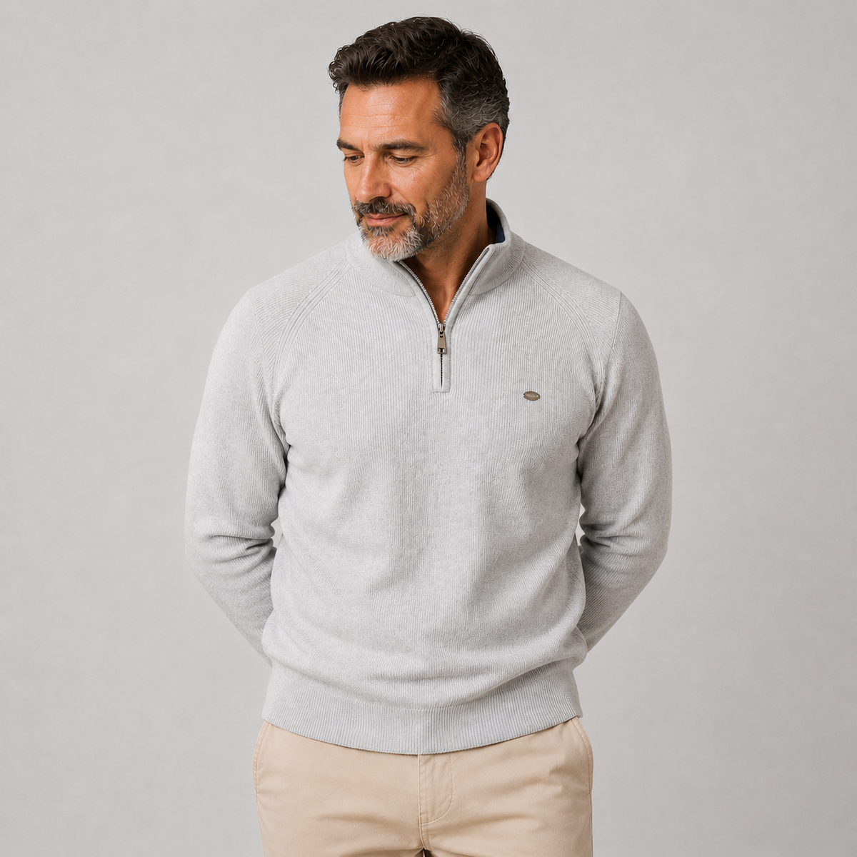 Herrenpullover mit Reißverschluss Baumwolle